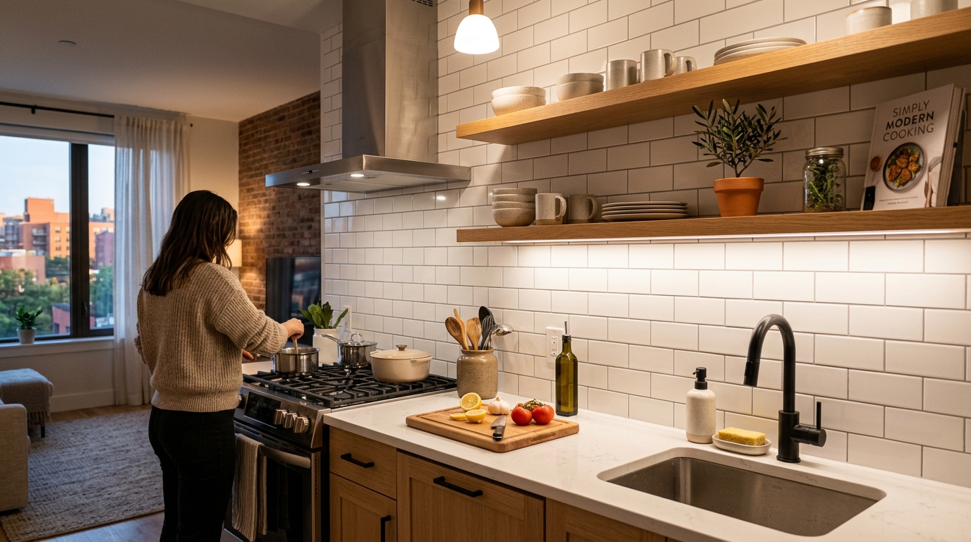 Peel and Stick Subway Tile Kitchen Backsplash