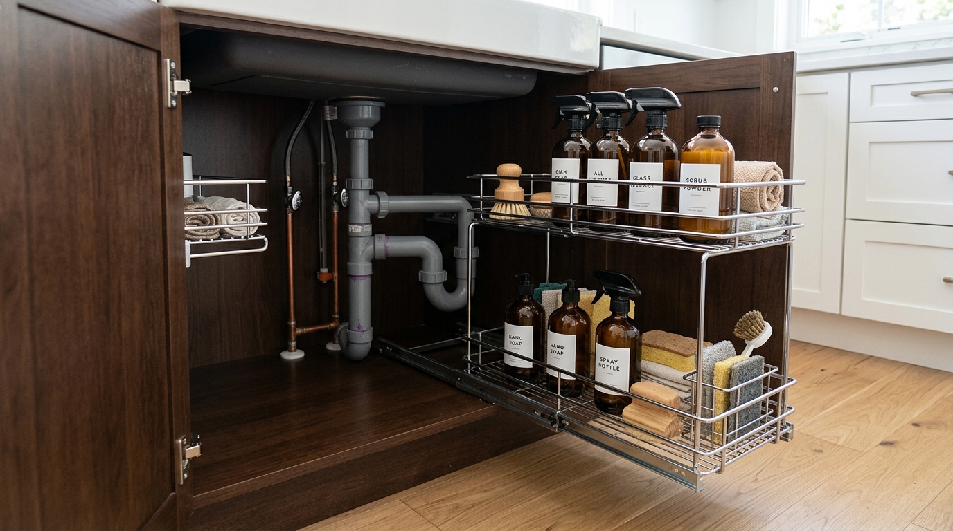 Under-Sink Sliding Pull-Out Organization Trays